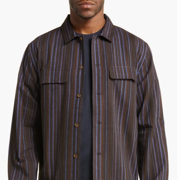 NWOT Broome Herringbone Flannel Long Sleeve Shirt - Amparo Blue
